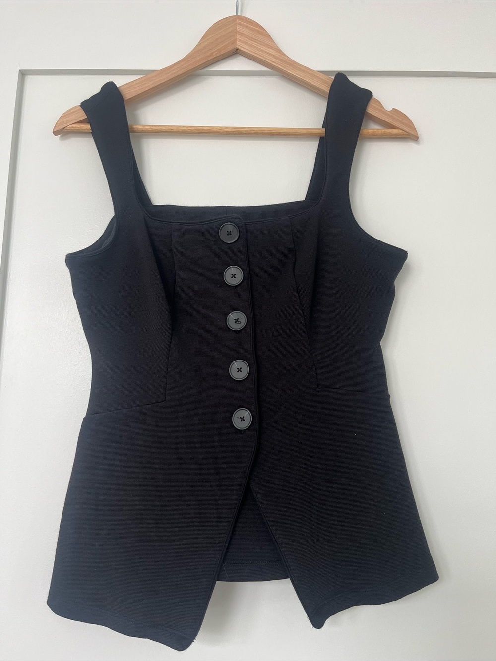 Maeve Black Button-Front Square-Neck Vest - Picture 2 of 4